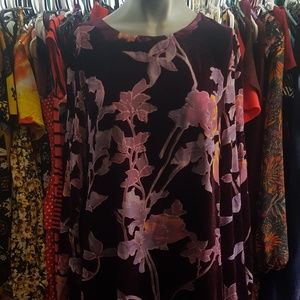 Maroon velvet floral dress
